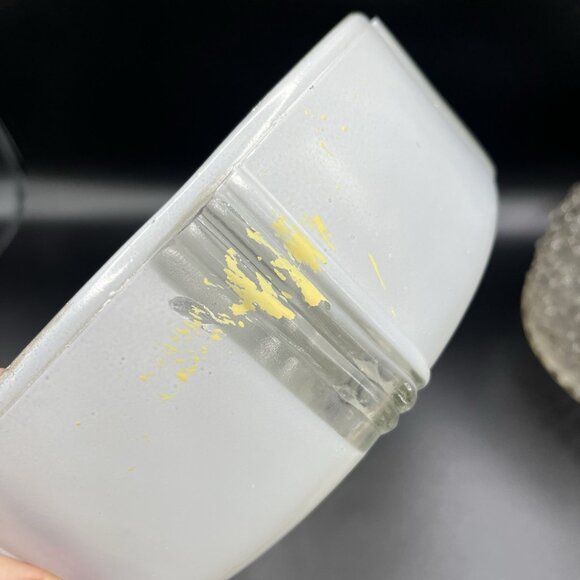 VTG Art Deco Glass Ceiling Light Shades White Flush Mount & Clear Hobnail Dome - Picture 10 of 13